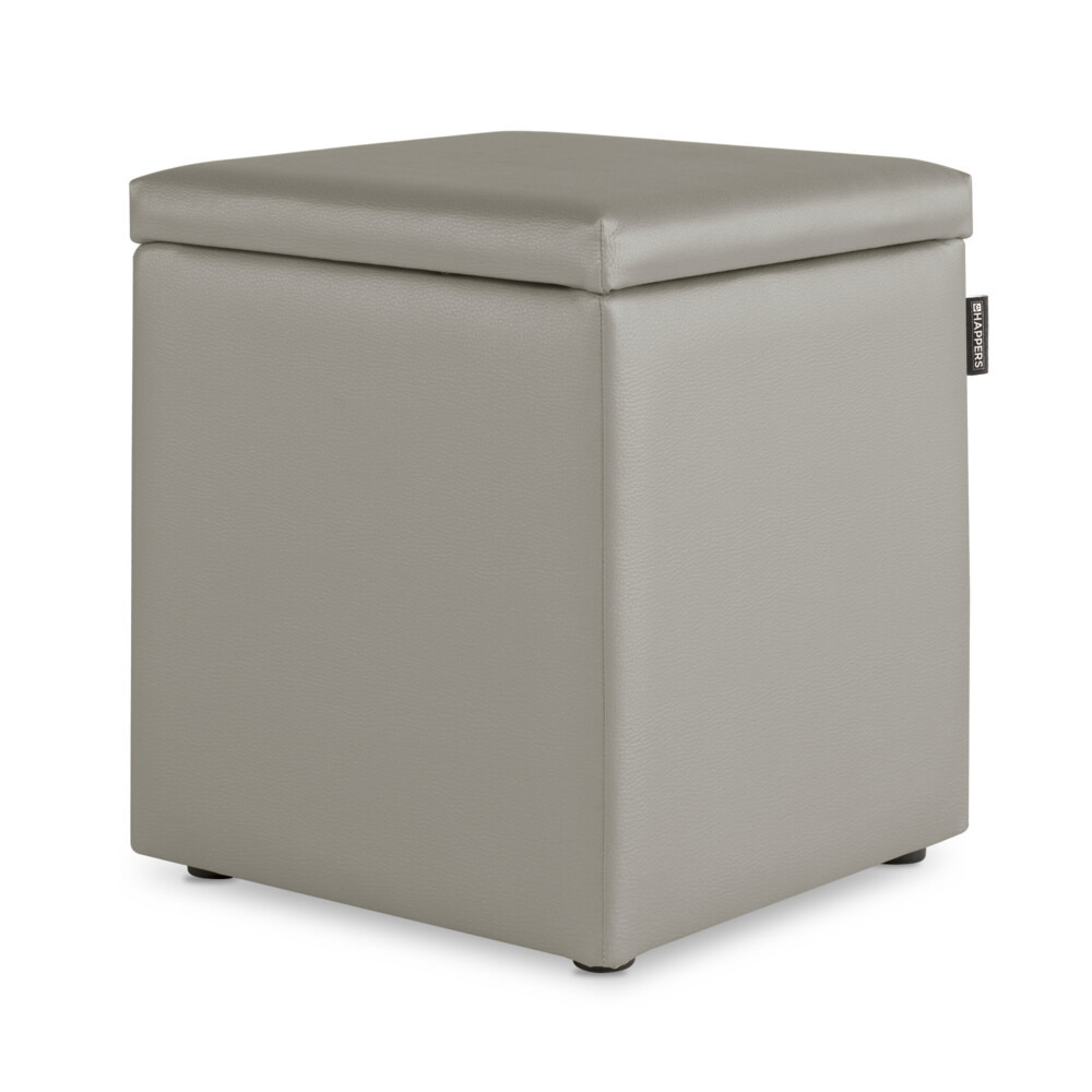 Puff Cubo Arcón Polipiel Gris Claro ()