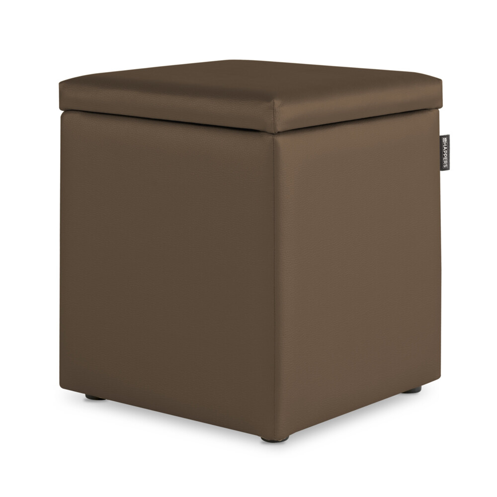 Puff Cubo Arcón Polipiel Marrón ()