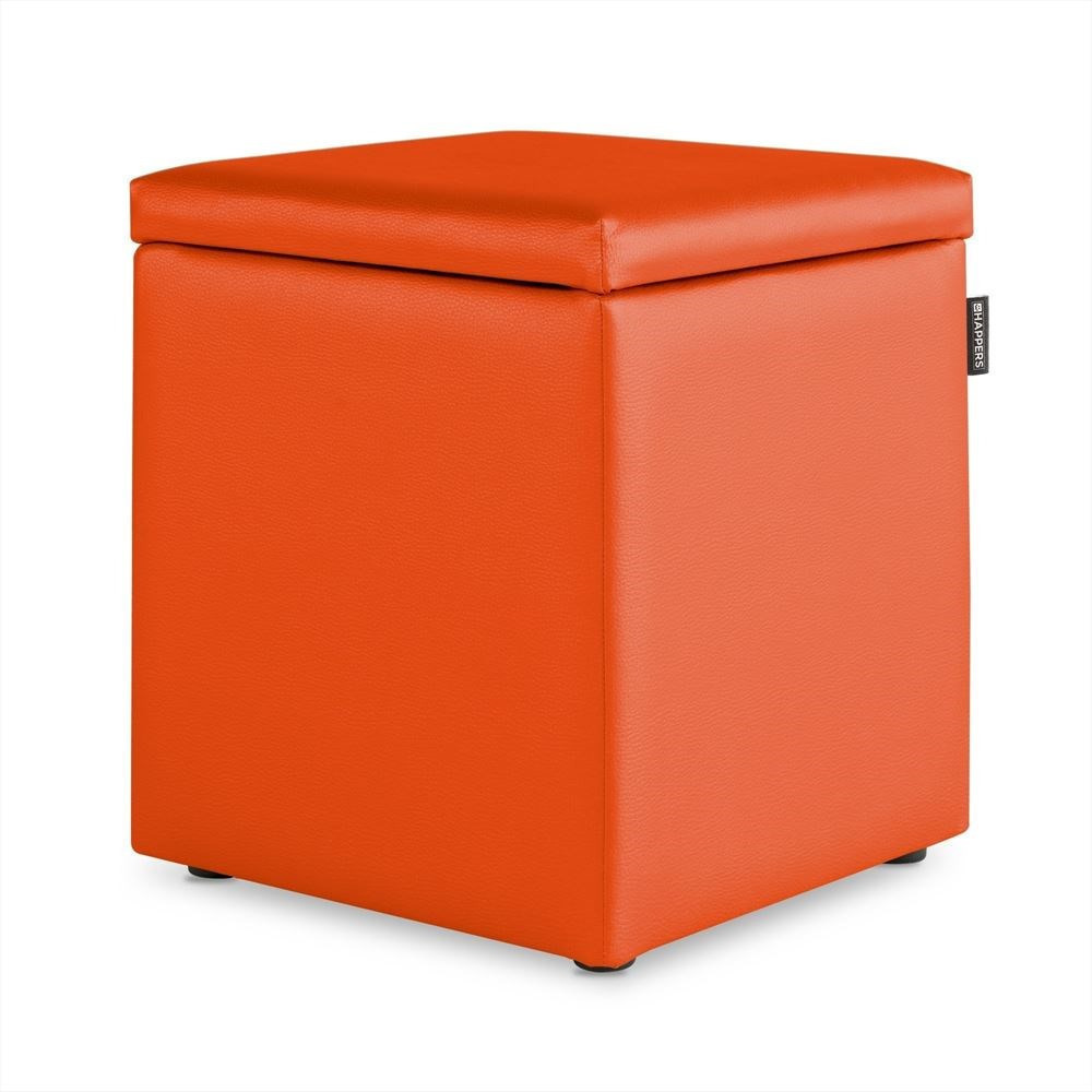 Puff Cubo Arcón Polipiel Naranja ()