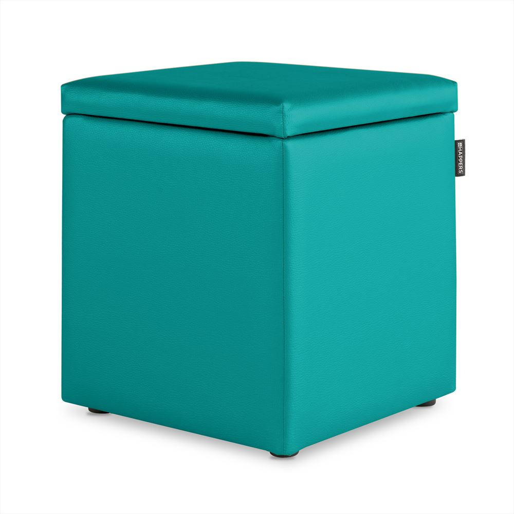 Puff Cubo Arcón Polipiel Turquesa ()