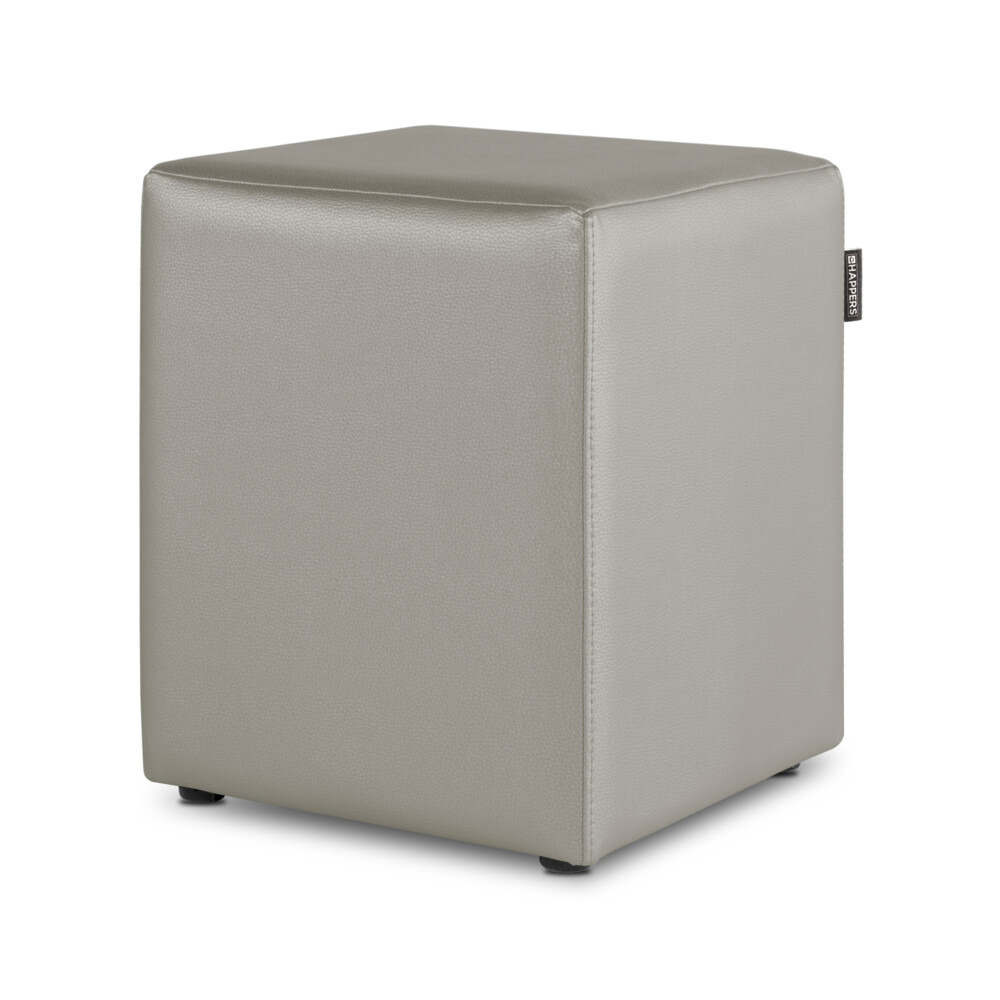 Puff Cubo Polipiel Gris Claro ()