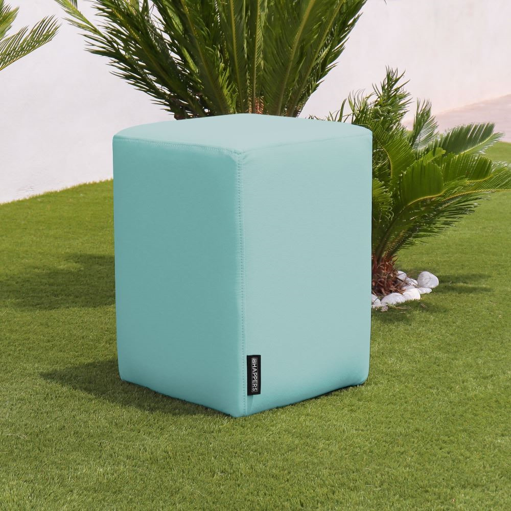 Puff Cubo Polipiel para Exterior o Interior Azul Cielo (5)