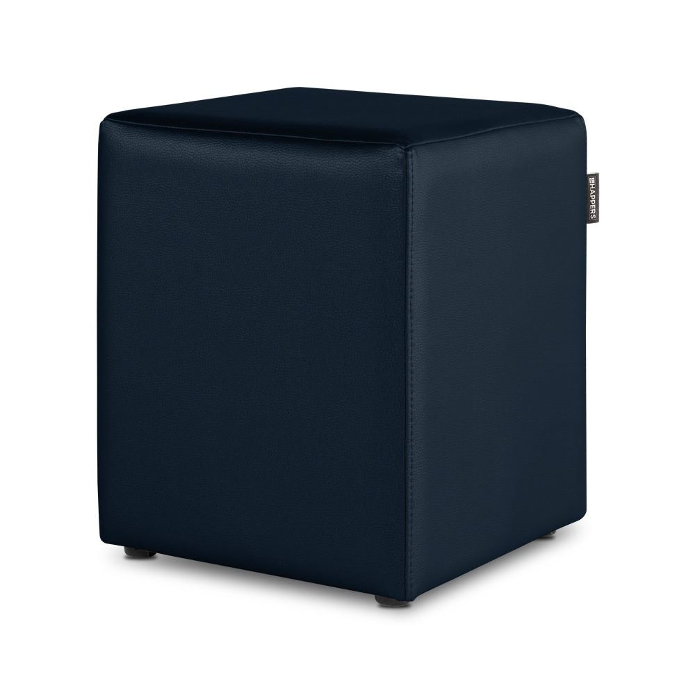 Puff Cubo Polipiel para Exterior o Interior Azul Oscuro ()