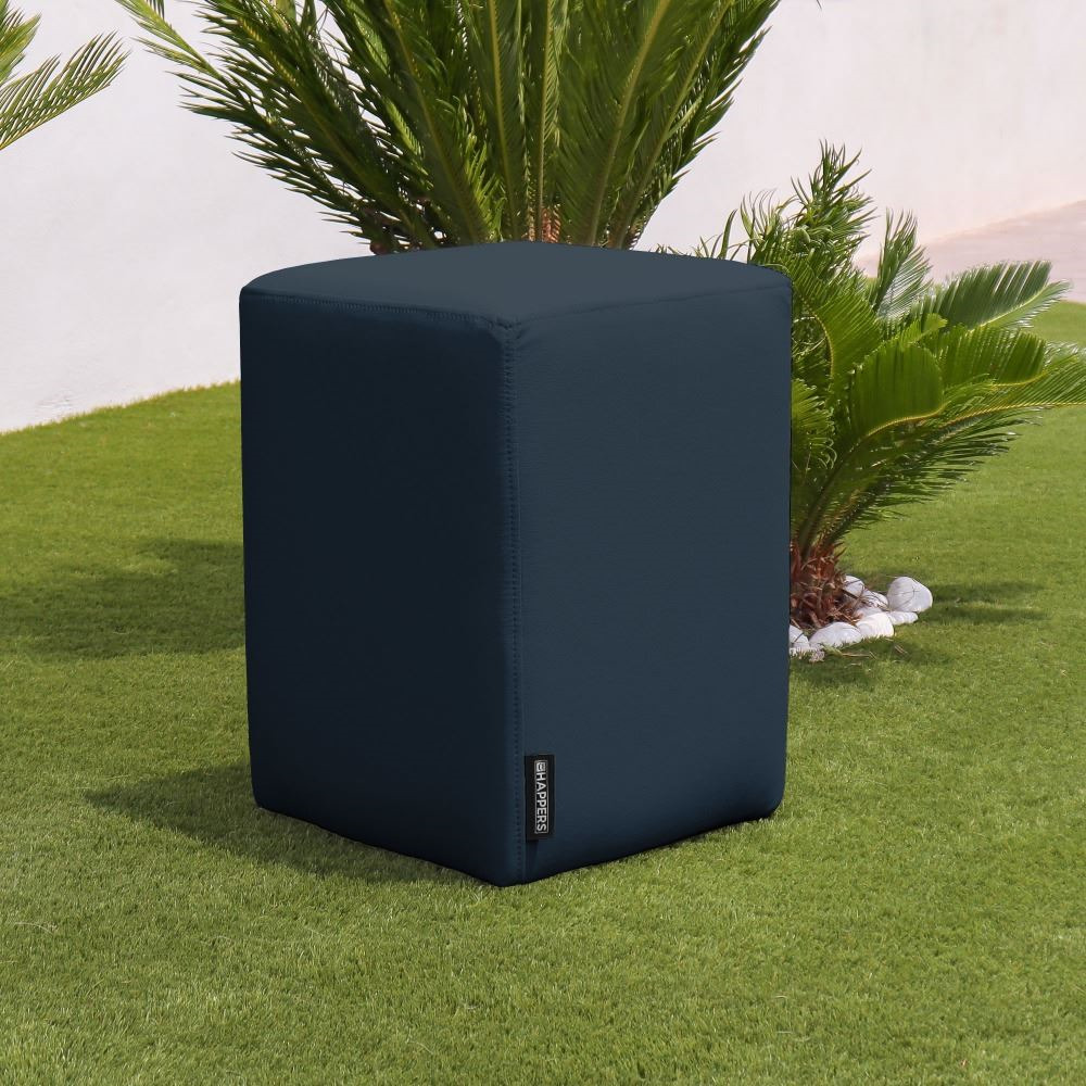 Puff Cubo Polipiel para Exterior o Interior Azul Oscuro (5)