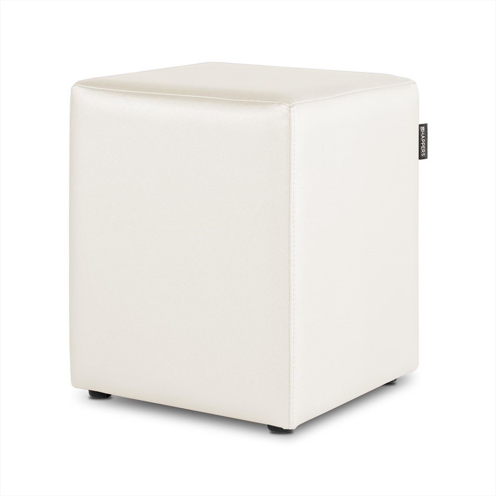 Puff Cubo Polipiel para Exterior o Interior Blanco ()