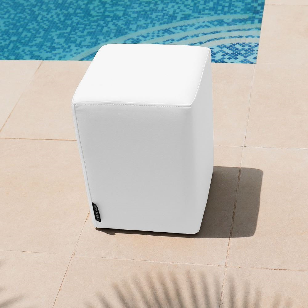 Puff Cubo Polipiel para Exterior o Interior Blanco (2)