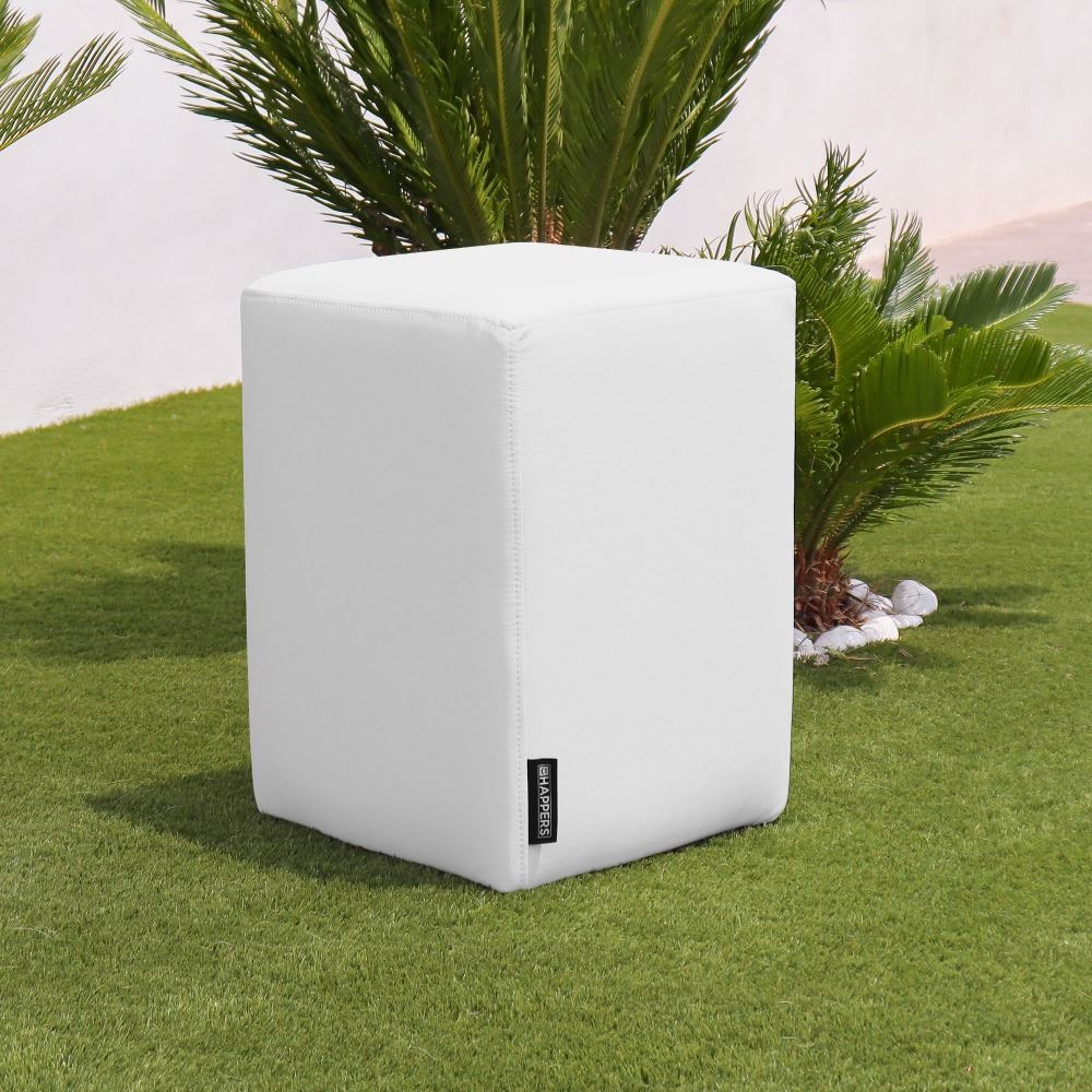 Puff Cubo Polipiel para Exterior o Interior Blanco (5)