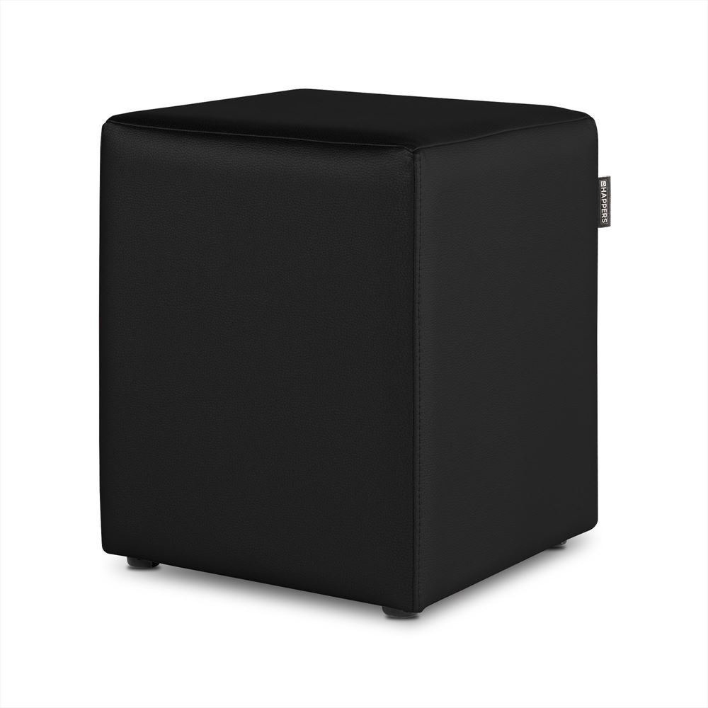 Puff Cubo Polipiel para Exterior o Interior Negro ()