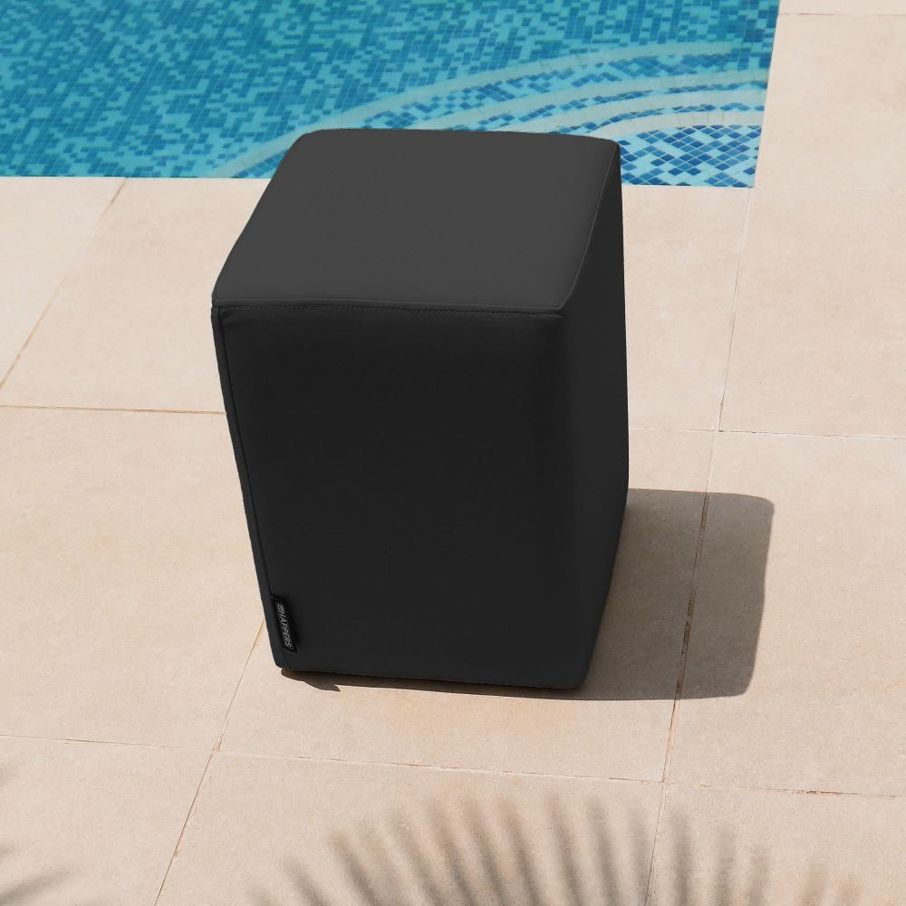 Puff Cubo Polipiel para Exterior o Interior Negro (2)
