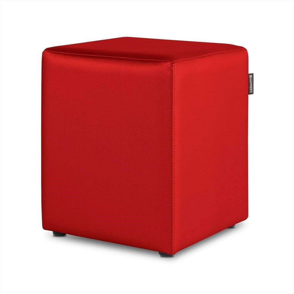 Puff Cubo Polipiel para Exterior o Interior Rojo ()