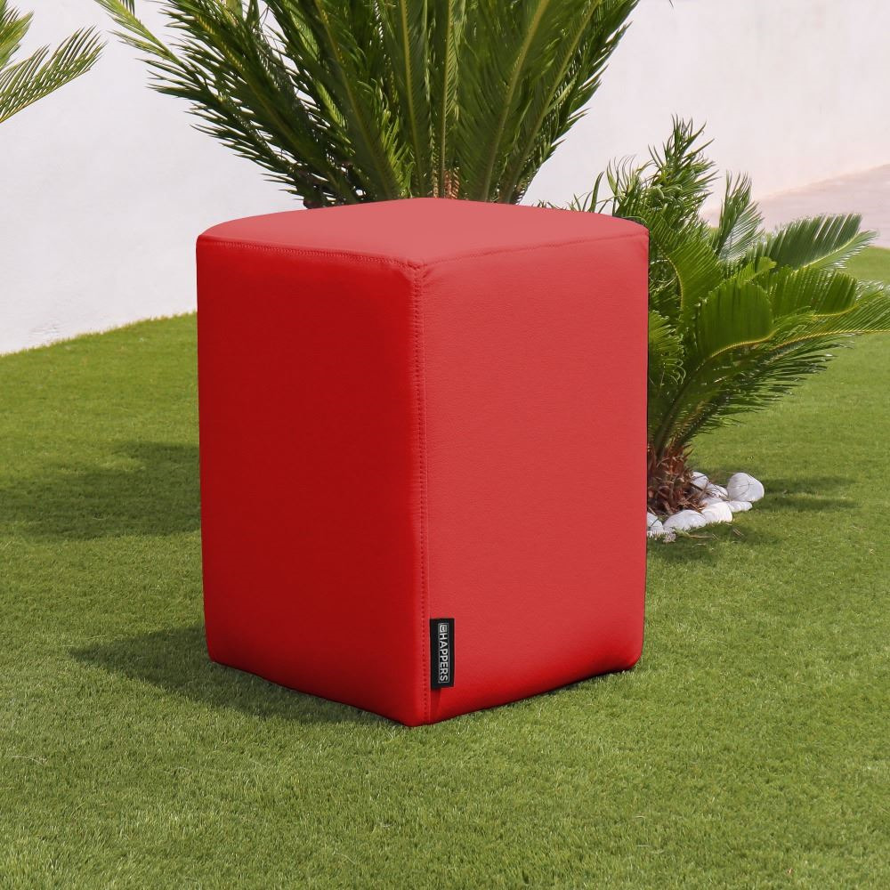 Puff Cubo Polipiel para Exterior o Interior Rojo (5)