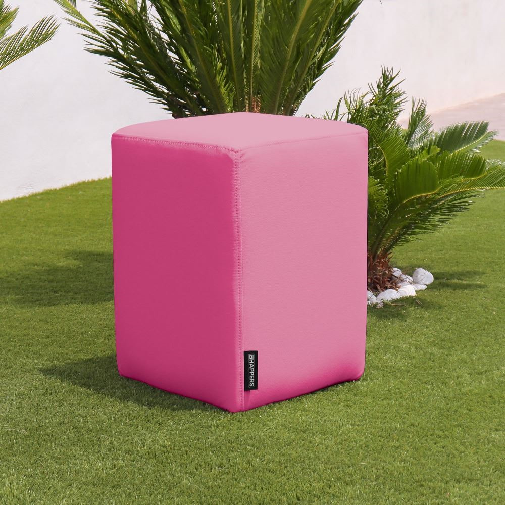 Puff Cubo Polipiel para Exterior o Interior Rosa (5)
