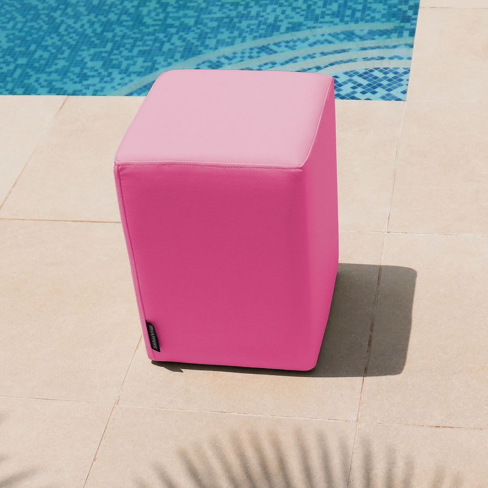 Puff Cubo Polipiel para Exterior o Interior Rosa (2)