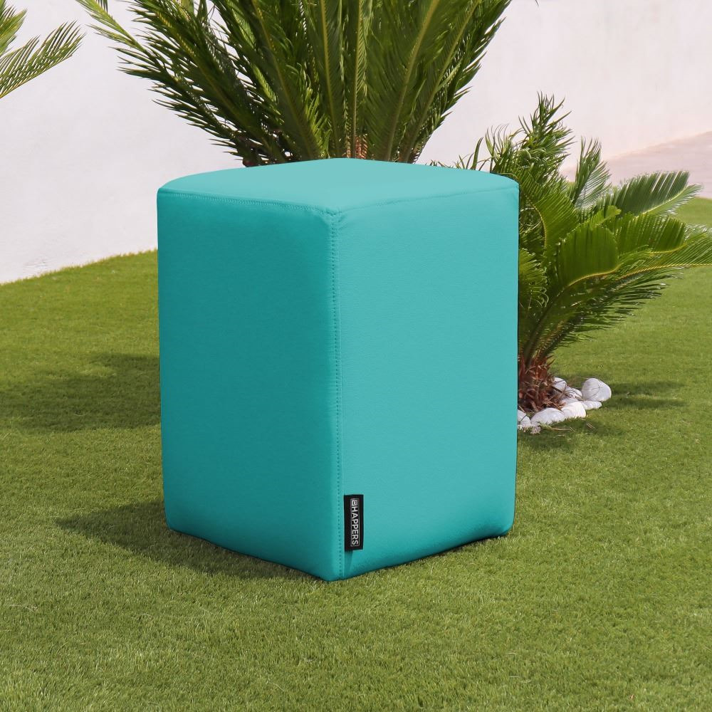 Puff Cubo Polipiel para Exterior o Interior Turquesa (5)