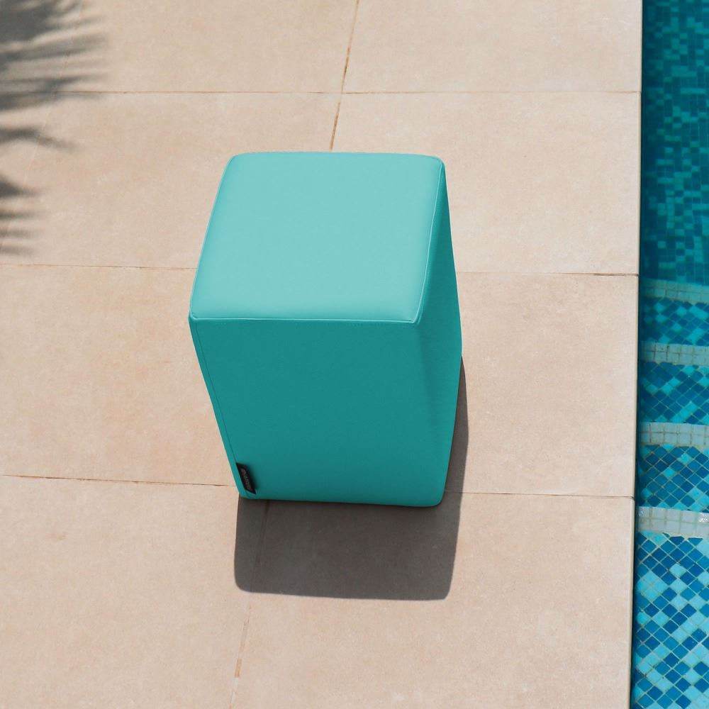 Puff Cubo Polipiel para Exterior o Interior Turquesa (6)