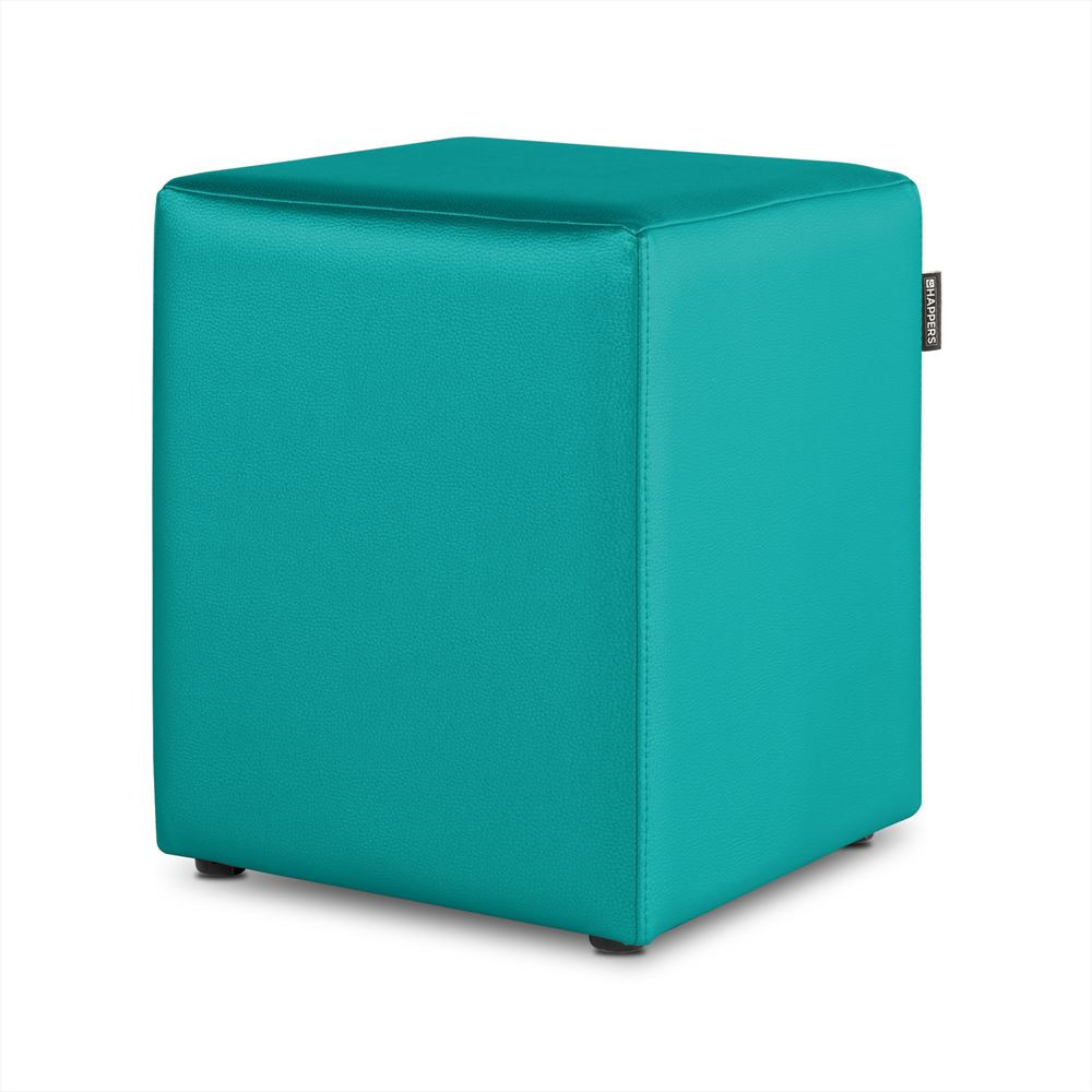 Puff Cubo Polipiel Turquesa ()