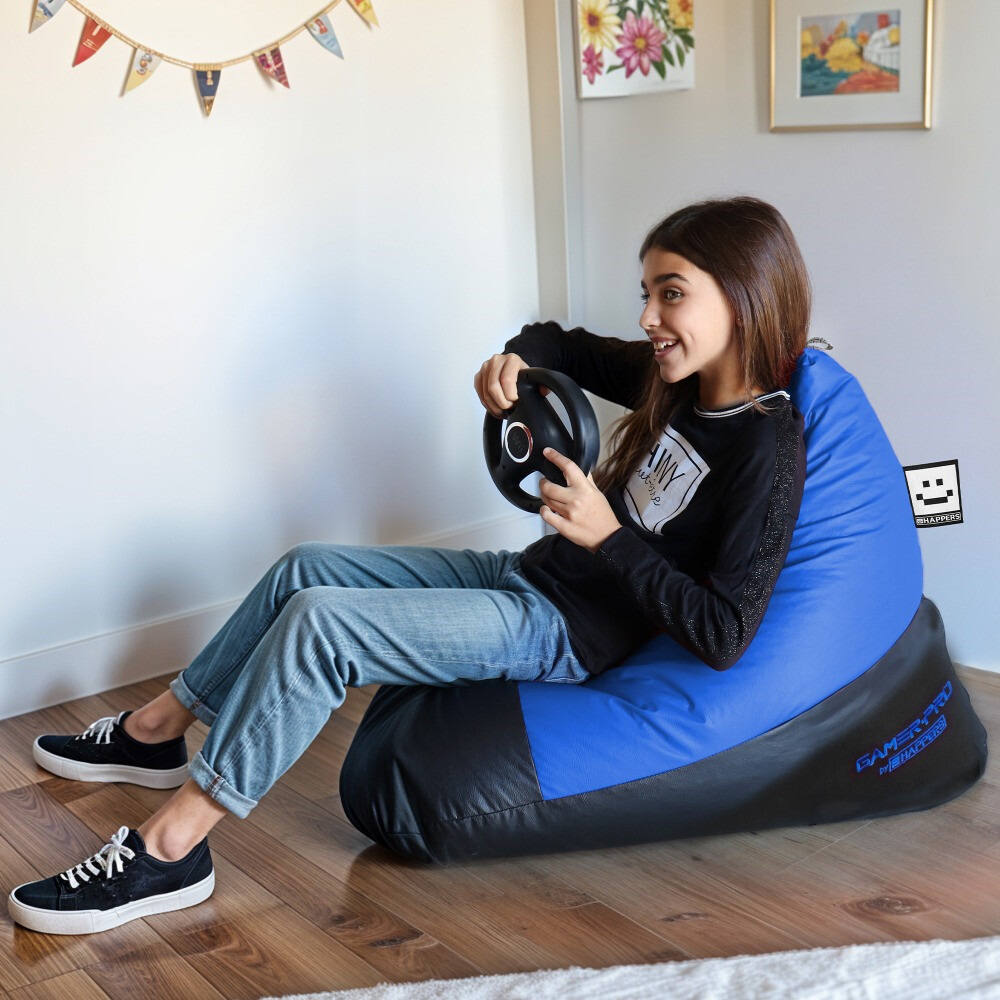 Pouf Gaming Piramide in Similpelle Blu (1)