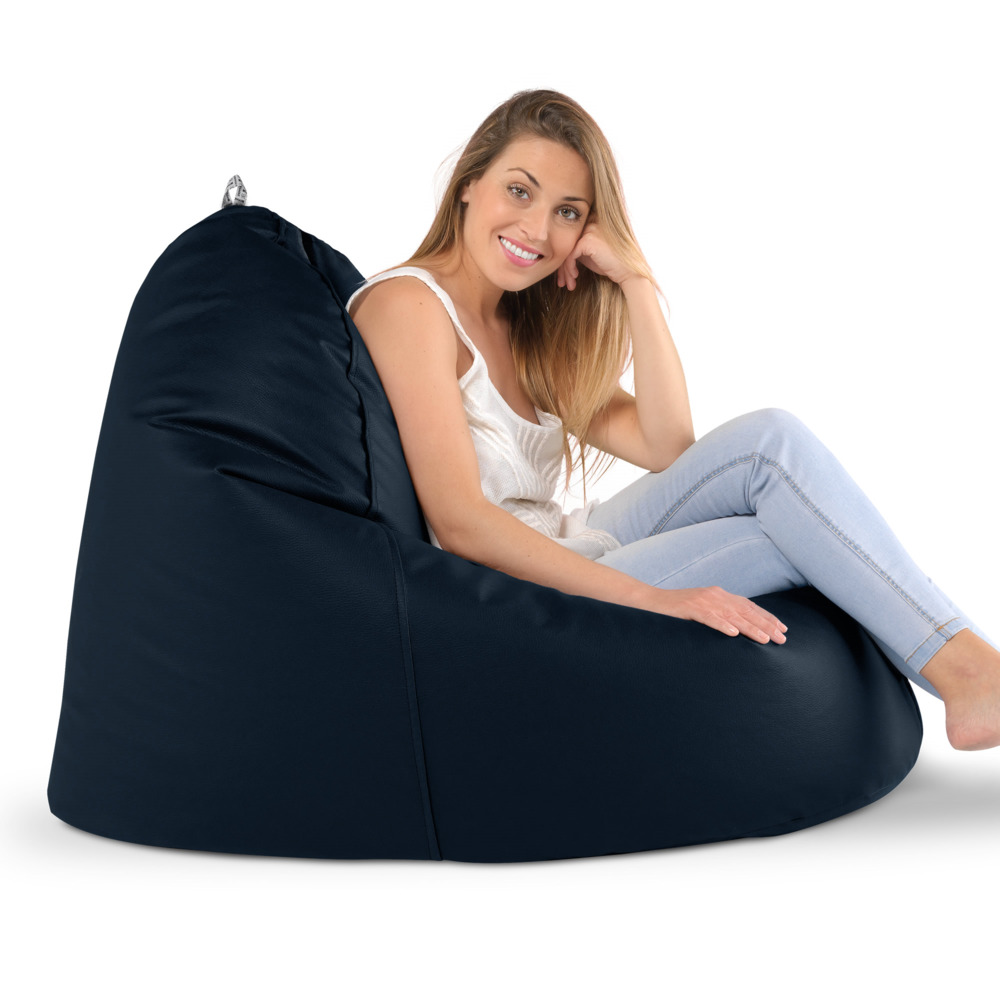 Puff Lounge Polipiel para Exterior o Interior Azul Oscuro (7)