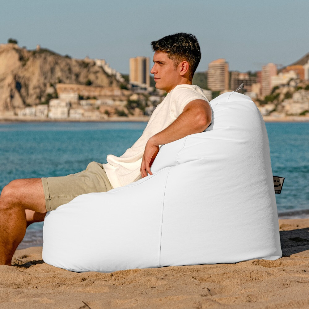Puff Lounge Polipiel para Exterior o Interior Blanco (2)