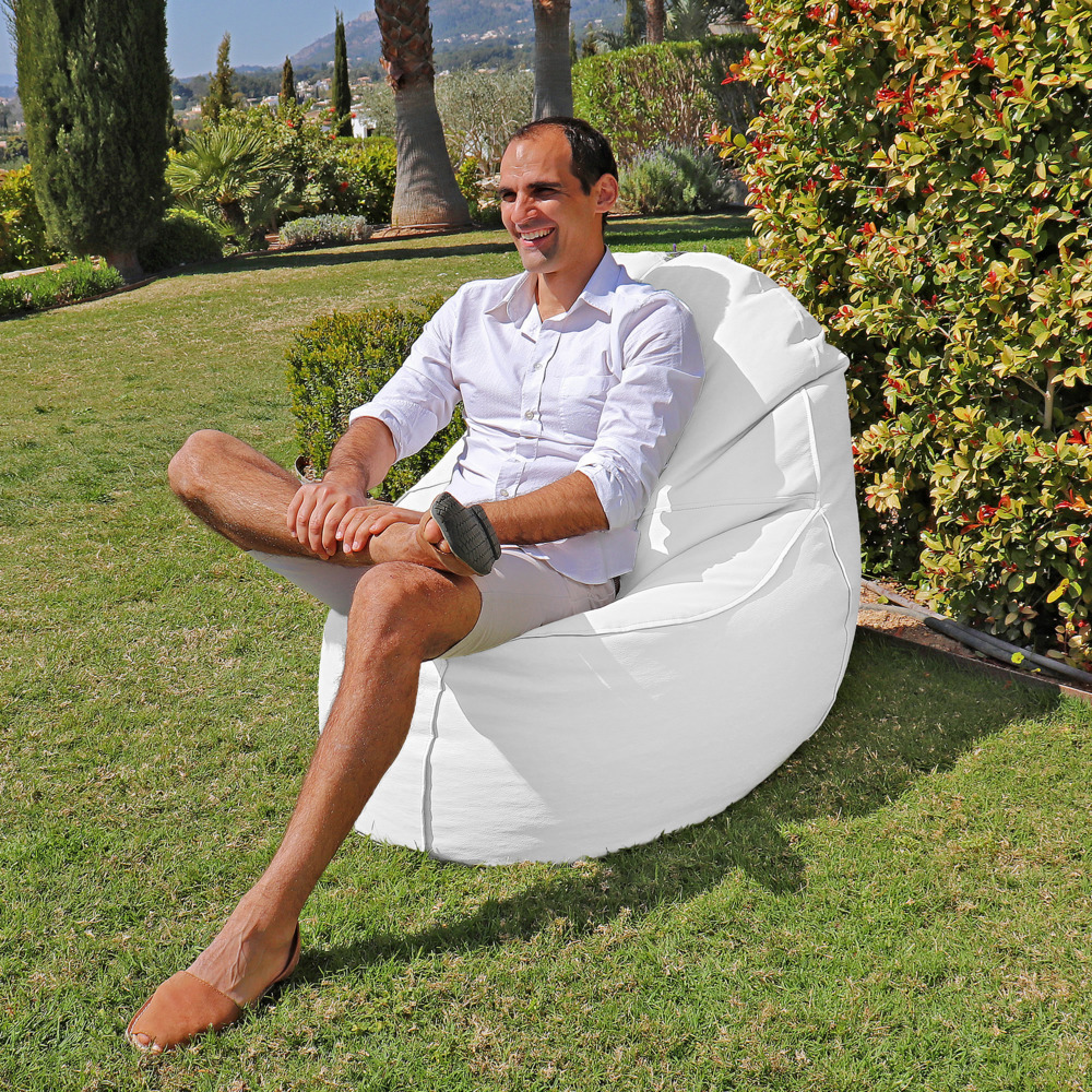 Puff Lounge Polipiel para Exterior o Interior Blanco (9)