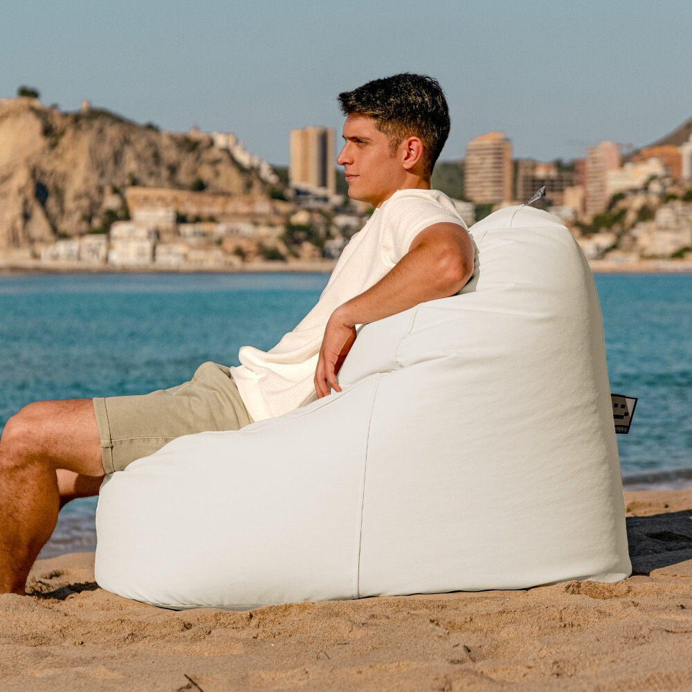 Puff Lounge Polipiel para Exterior o Interior Crudo (2)