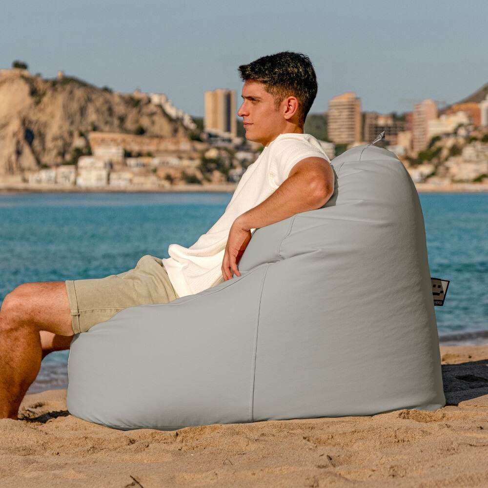 Puff Lounge Polipiel para Exterior o Interior Gris Claro (2)