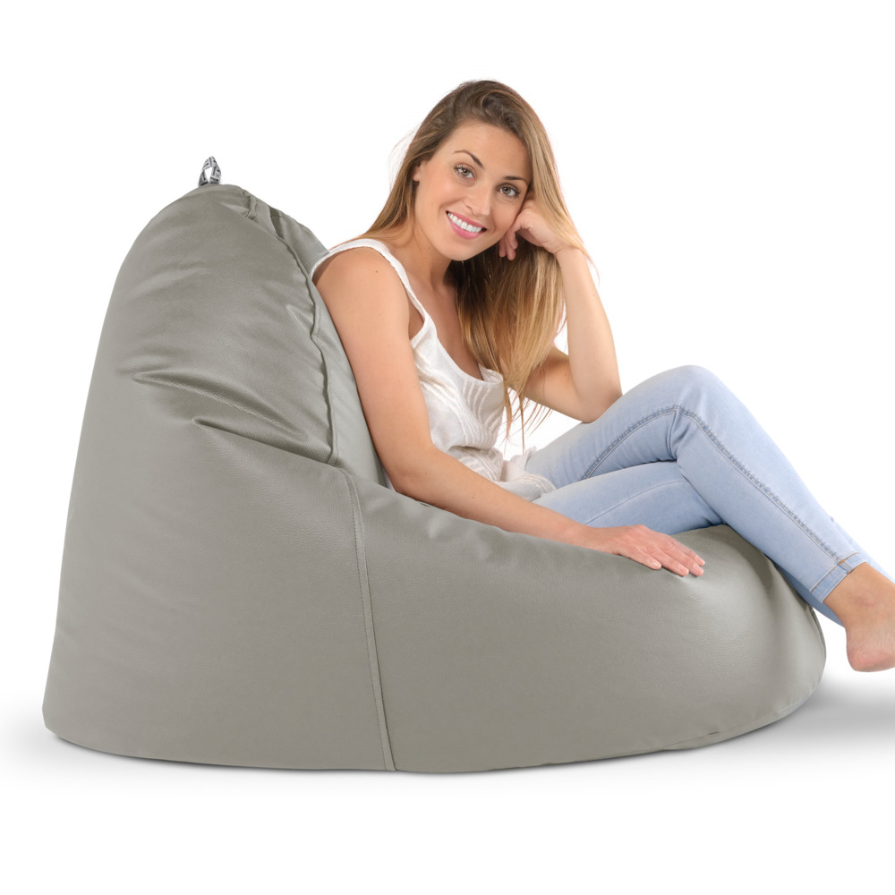Puff Lounge Polipiel para Exterior o Interior Gris Claro (8)