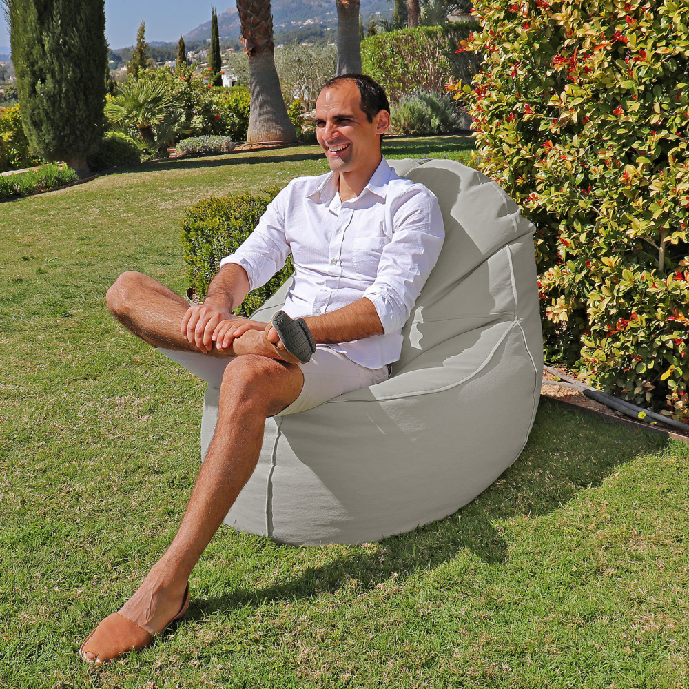 Puff Lounge Polipiel para Exterior o Interior Gris Claro (10)