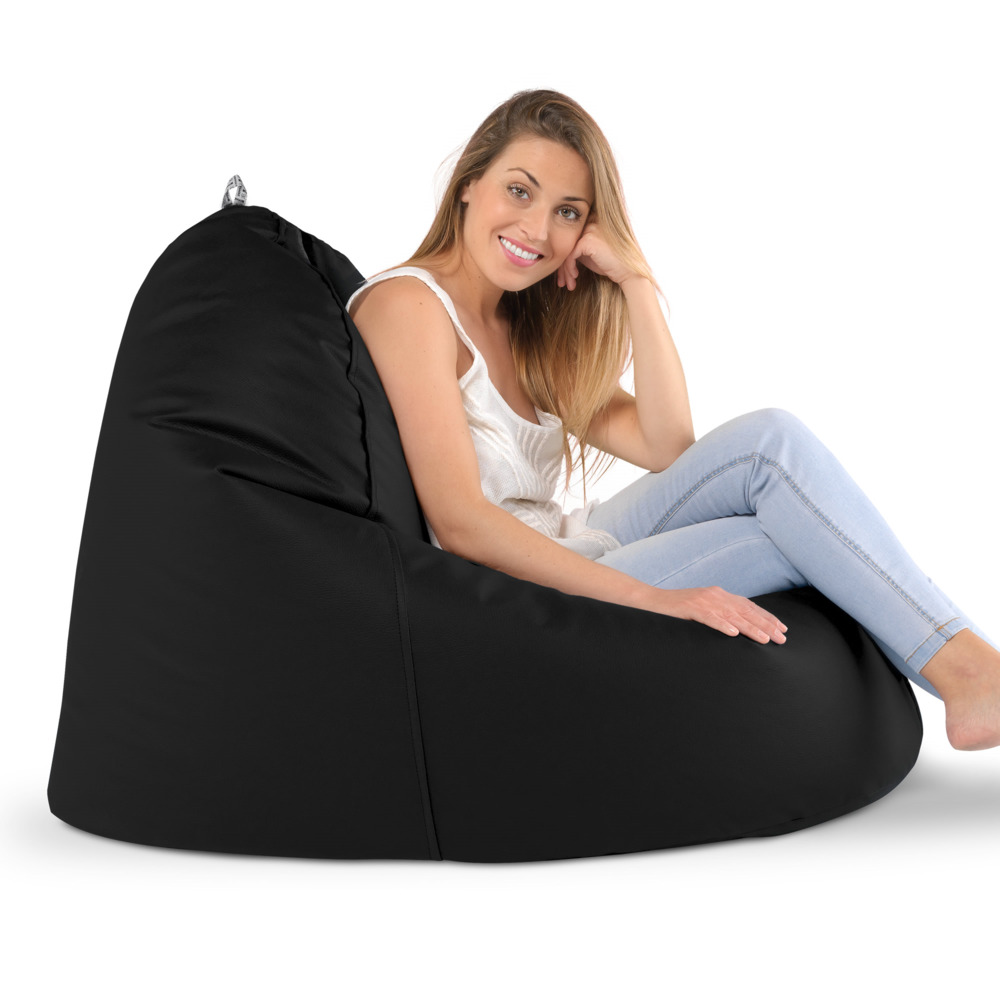 Puff Lounge Polipiel para Exterior o Interior Negro (7)