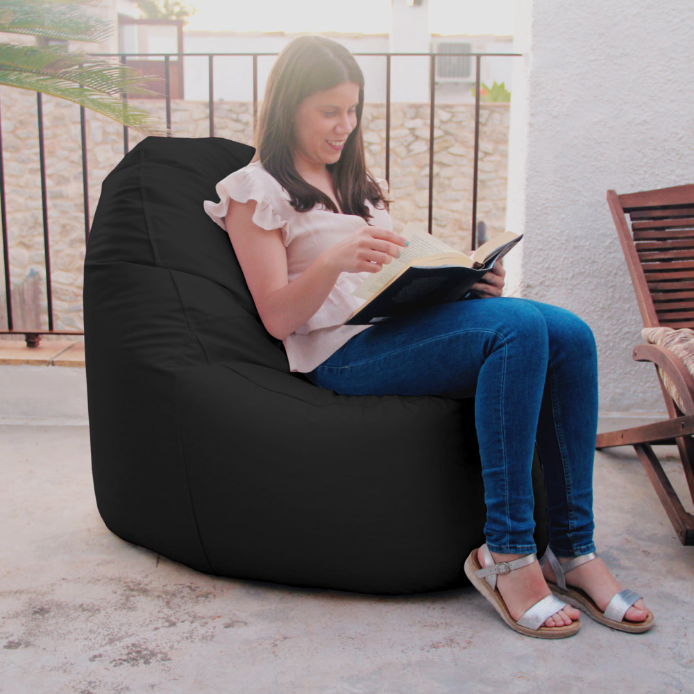 Puff Lounge Polipiel para Exterior o Interior Negro (11)