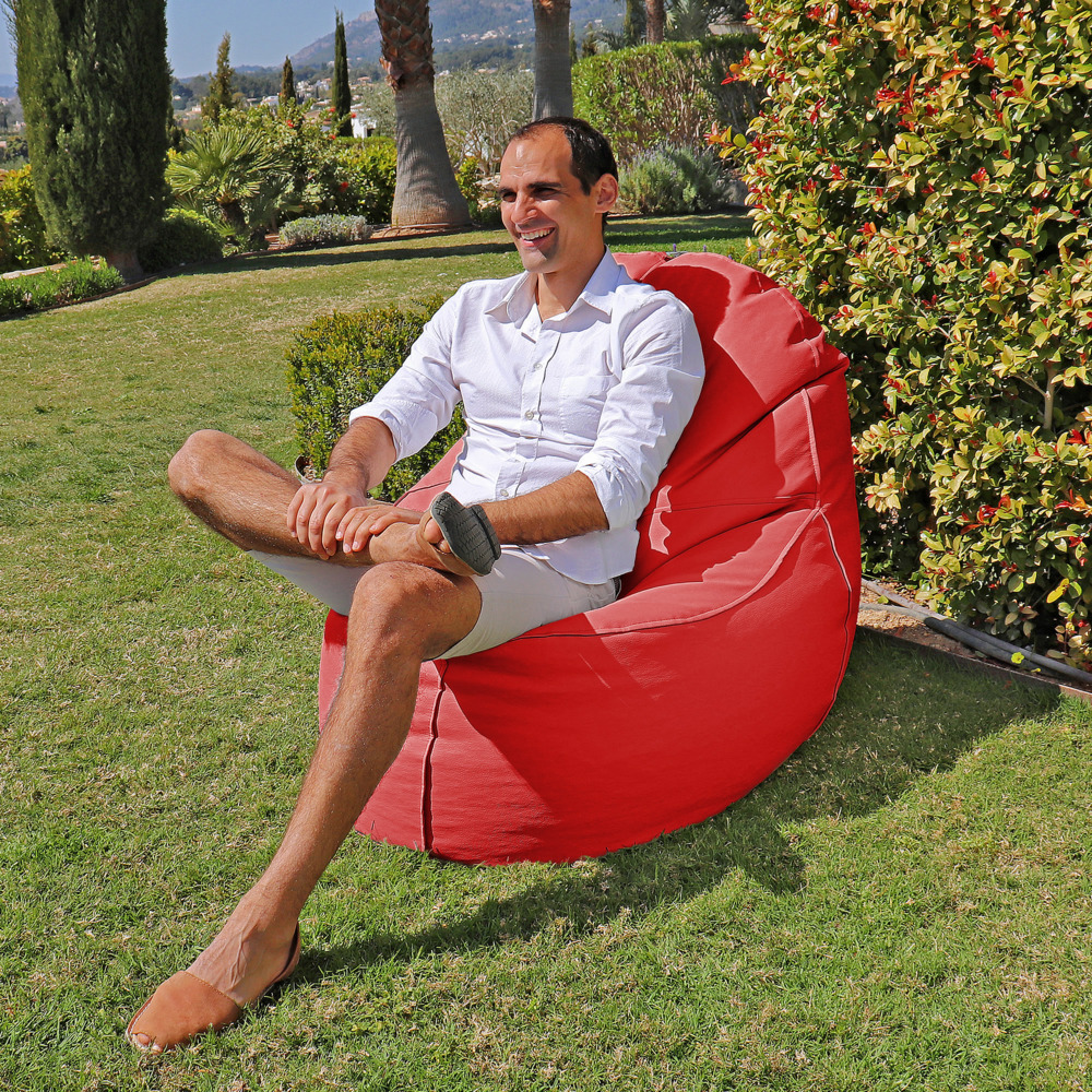 Puff Lounge Polipiel para Exterior o Interior Rojo (9)