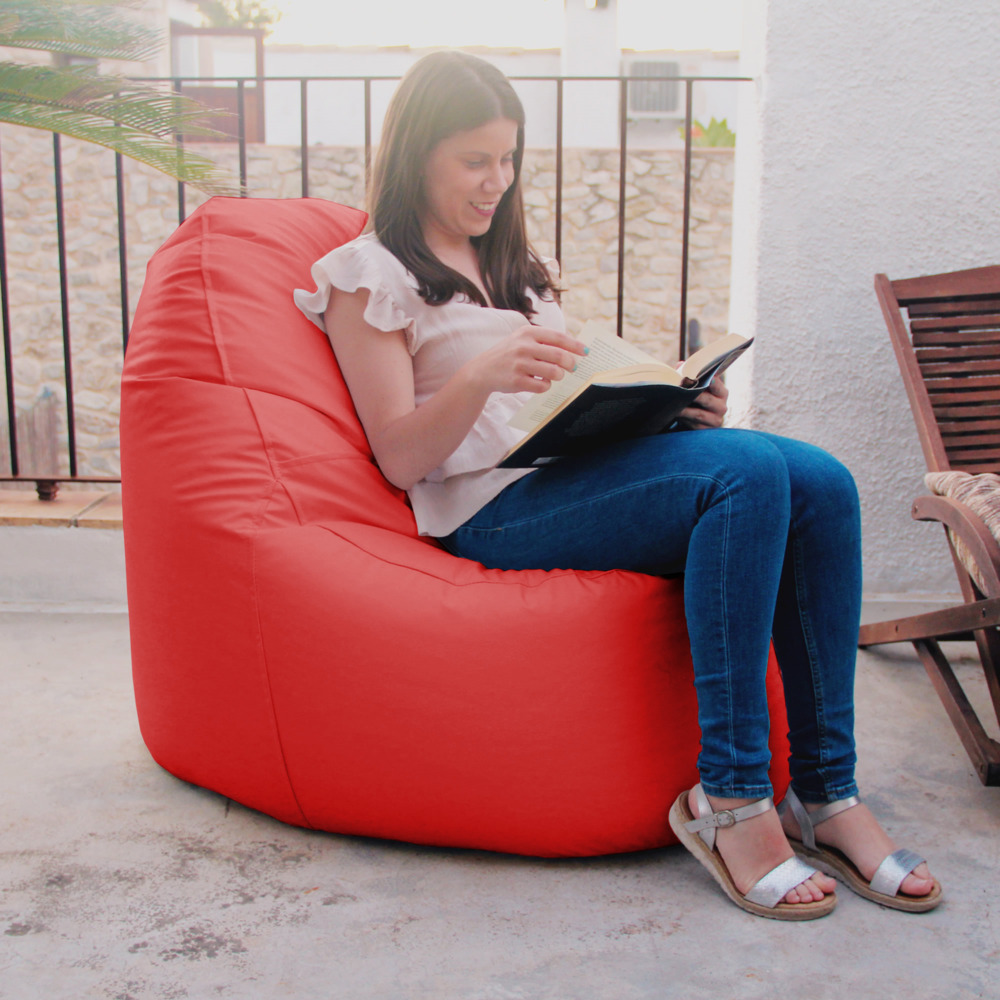 Puff Lounge Polipiel para Exterior o Interior Rojo (11)