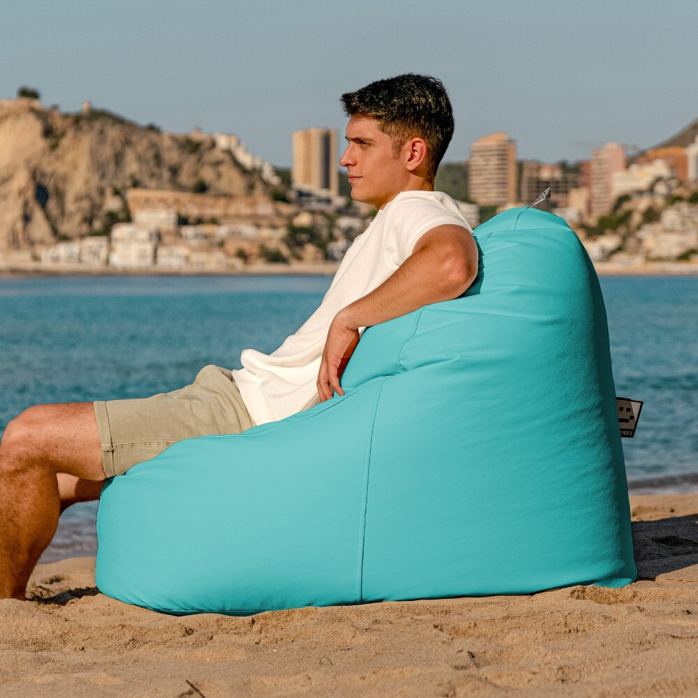 Puff Lounge Polipiel para Exterior o Interior Turquesa (2)