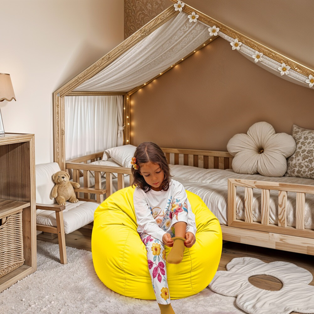 Pouf per Bambini in Similpelle Giallo (1)