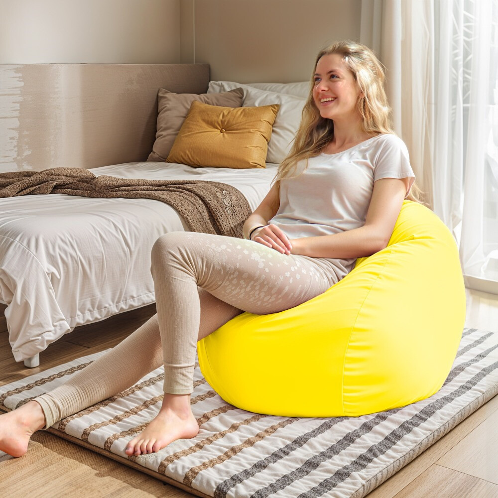 Pouf per Bambini in Similpelle Giallo (2)