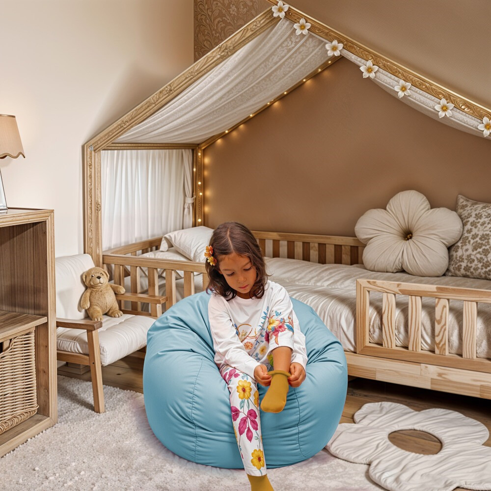 Pouf per Bambini in Similpelle Cielo blu (1)