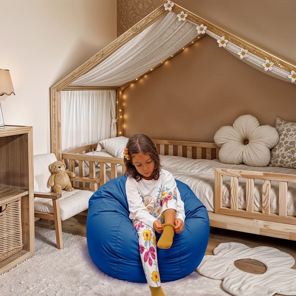 Pouf per Bambini in Similpelle Blu (1)