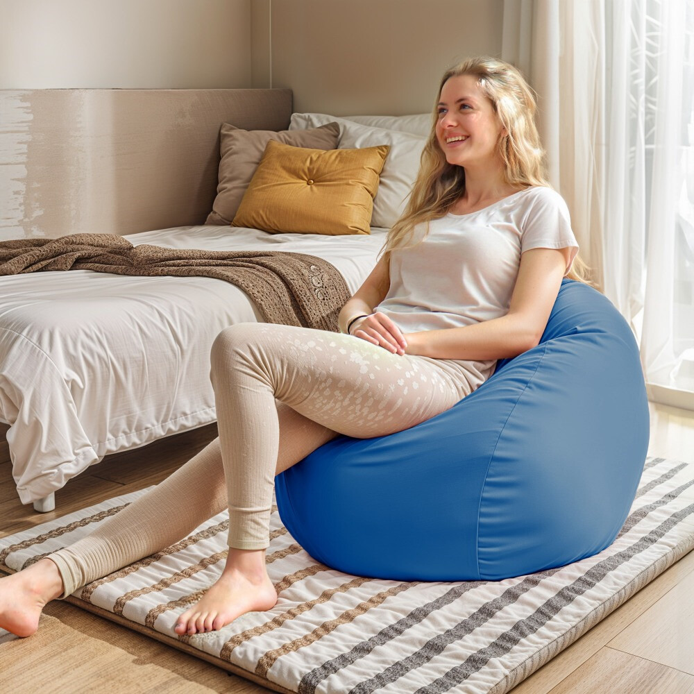 Pouf per Bambini in Similpelle Blu (2)