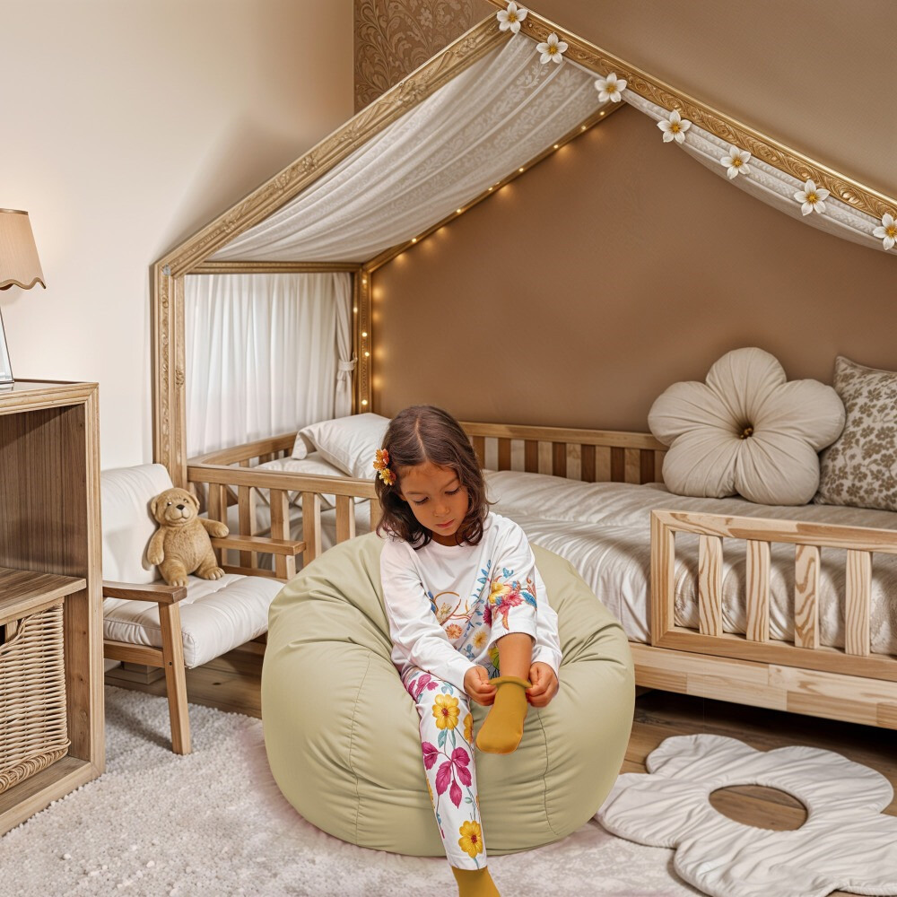 Pouf per Bambini in Similpelle Beige (1)