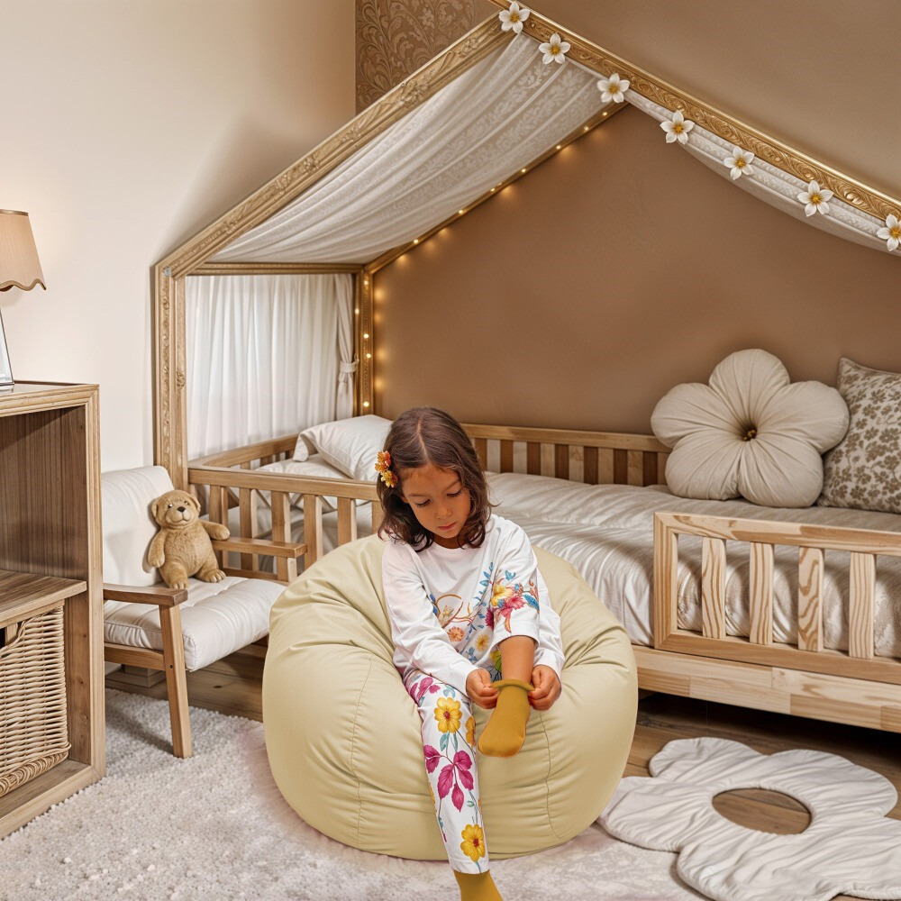 Pouf per Bambini in Similpelle Ecrù (1)