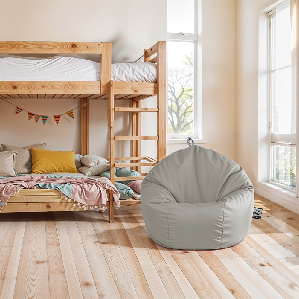 Pouf per Bambini in Similpelle Grigio Chiaro (4)