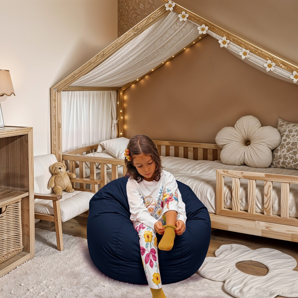 Pouf per Bambini in Similpelle Blu Intenso (1)