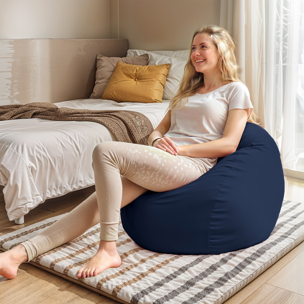 Pouf per Bambini in Similpelle Blu Intenso (2)
