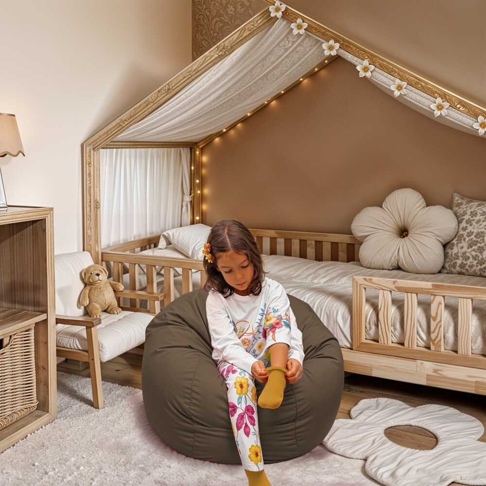 Pouf per Bambini in Similpelle Marrone (1)