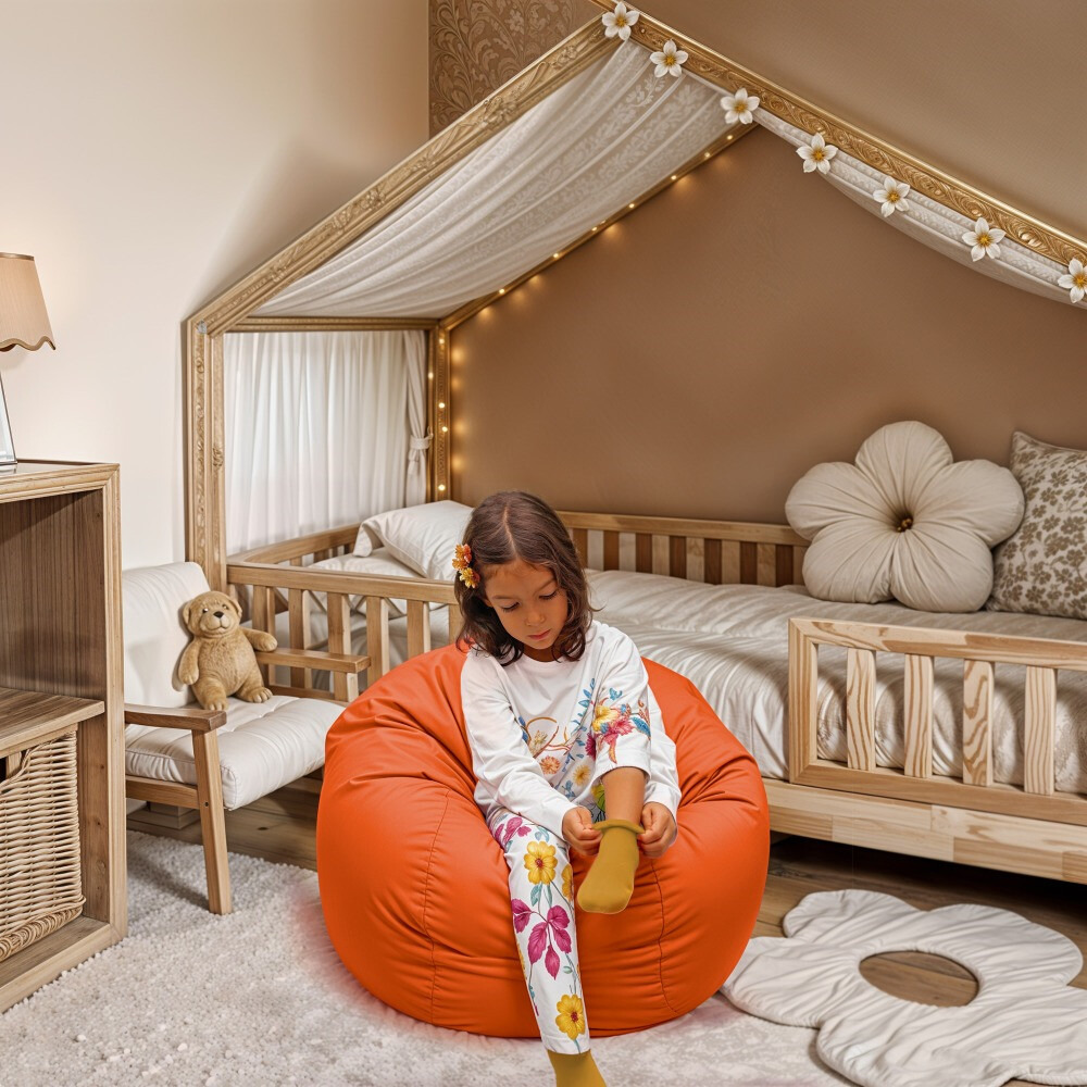 Pouf per Bambini in Similpelle Arancione (1)