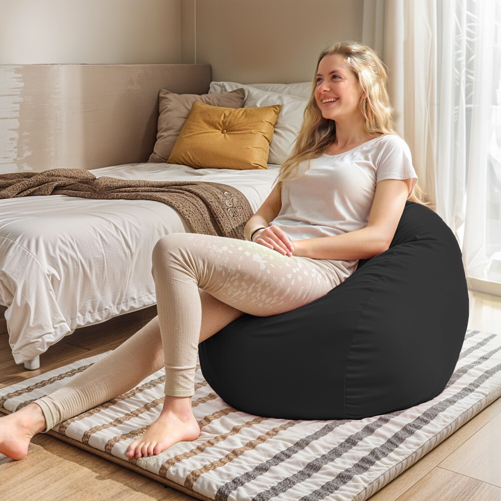 Pouf per Bambini in Similpelle Nero (2)