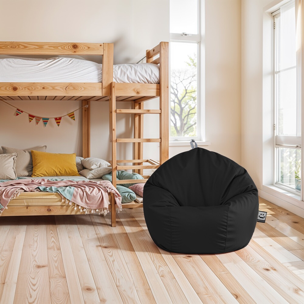 Pouf per Bambini in Similpelle Nero (4)