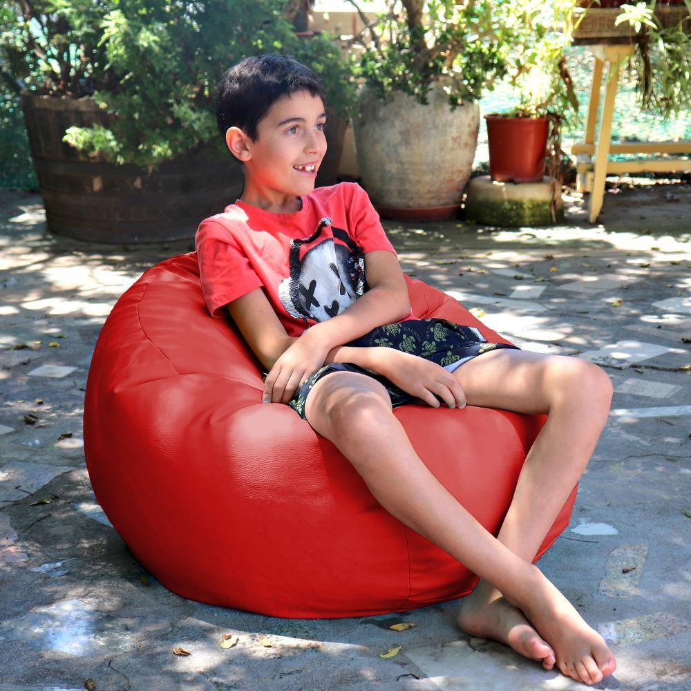 Puff Pelota Polipiel para Exterior o Interior Rojo (1)