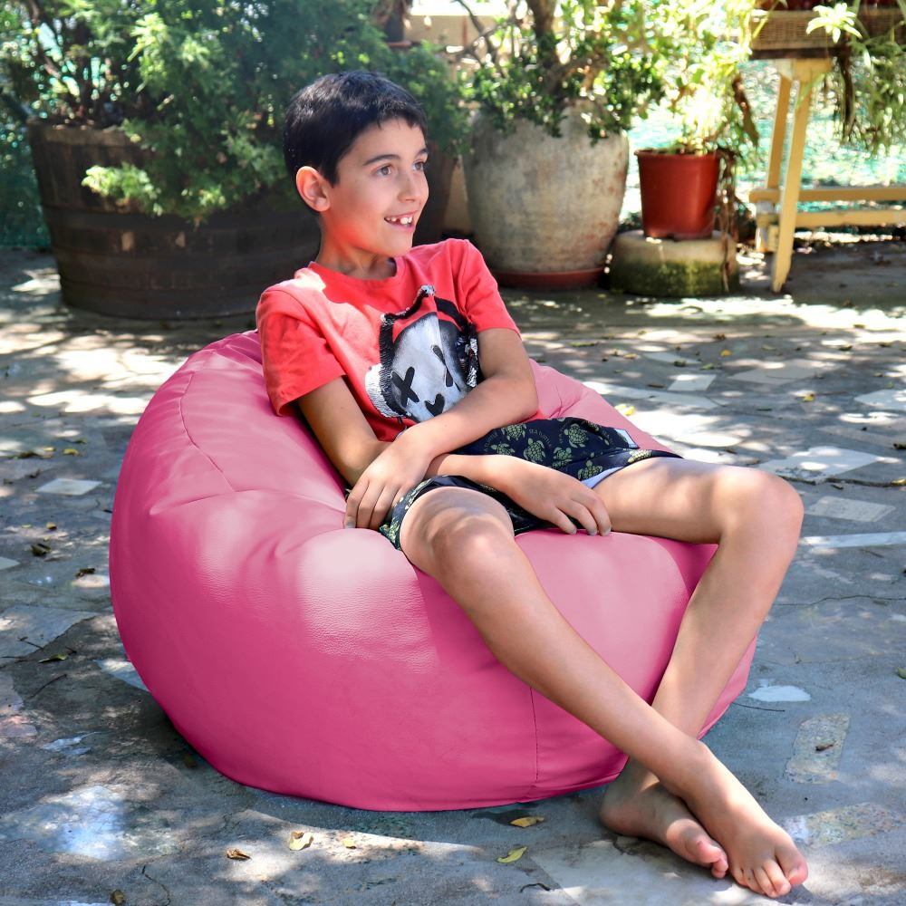Puff Pelota Polipiel para Exterior o Interior Rosa (1)