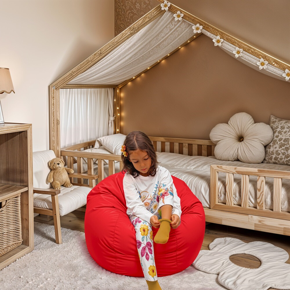 Pouf per Bambini in Similpelle Rosso (1)